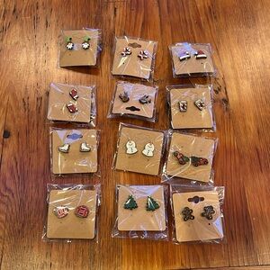 Handmade and painted Pierced Christmas Earrings Holidays‎ Winter Gift craft